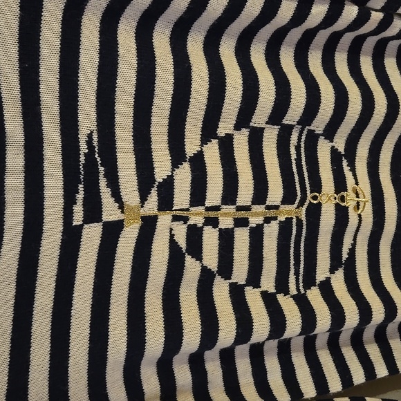 Kate SpadeNautical Striped Sweater - Navy and White With Gold Detailing Trim Sma - Picture 5 of 7